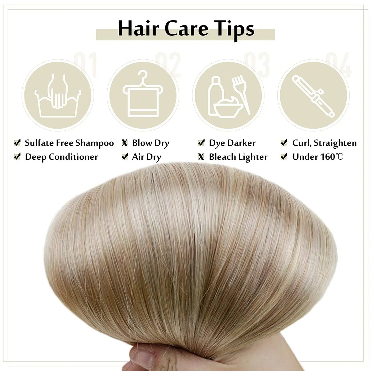 Full Shine Clip in Remy Hair Extensions Double Wefted Extension Blonde Highlight Ombre 100% Remy Human Hair Extensions Full Head