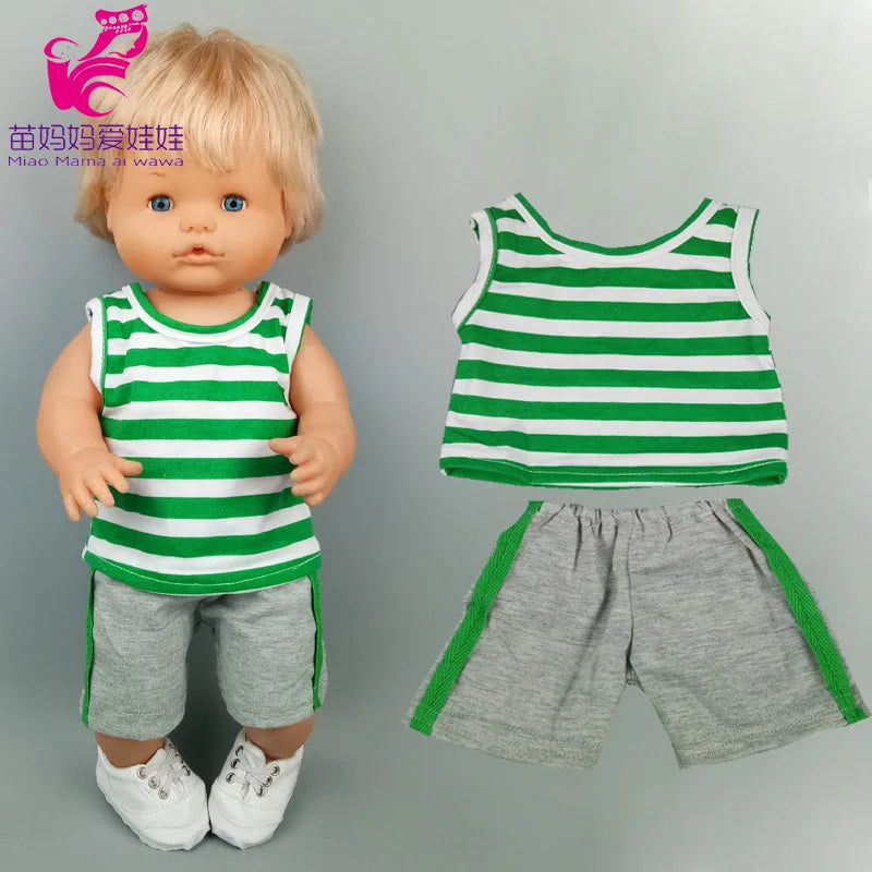 16 Inch Nenuco Doll Clothes T-shirt Short  for 40cm Ropa Y Su Hermanita 38cm Baby Doll Fashion Denim Shorts