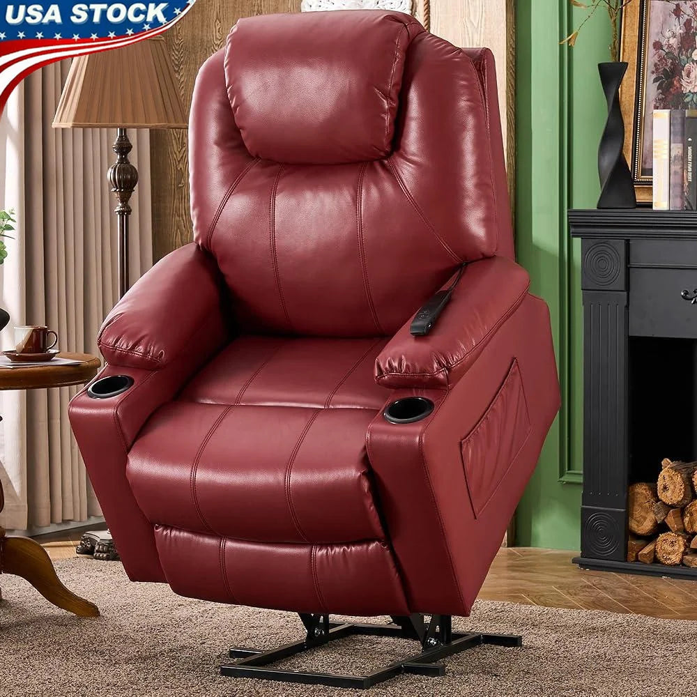 Electric Recliner Chair Lift Sofa Elderly with Massage Heat Adjustable Reclining Couch with Arm Rest Cup Holders Foot Rest