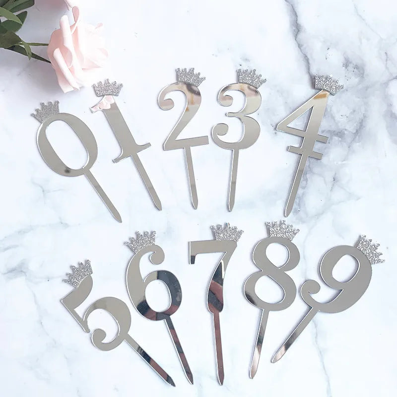Happy Birthday Cake Topper Wedding Decorations Acrylic Cake Topper Gold Silver Numbers 10 16 18 20 30 Cake Decoration Tools