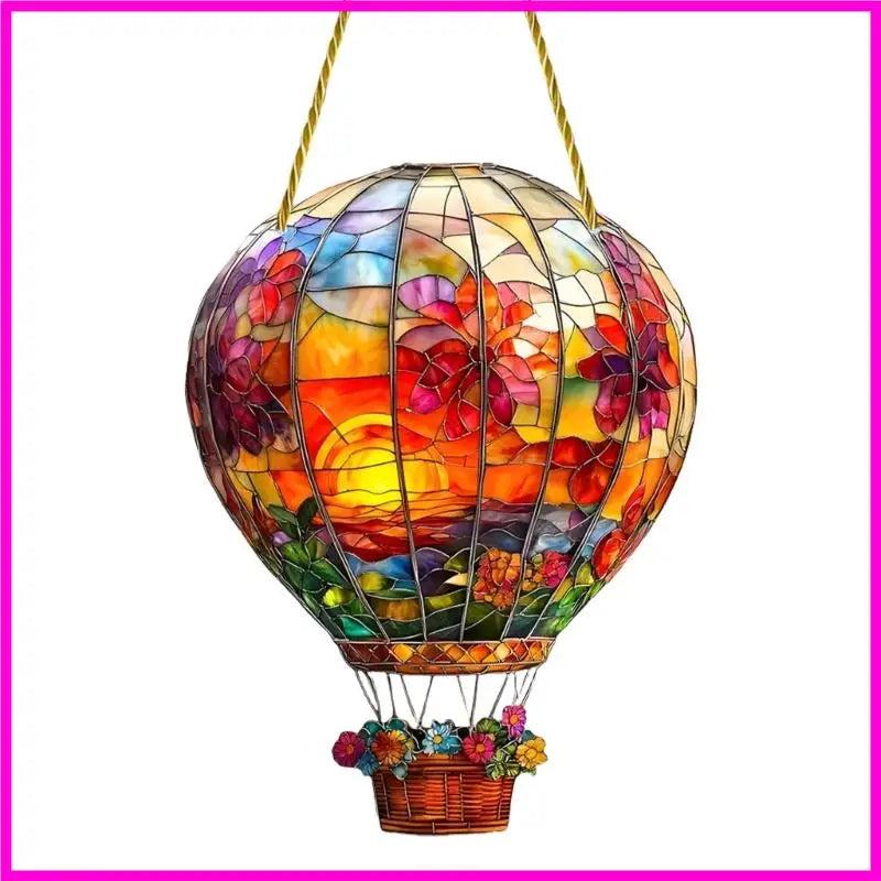 57BE Hot Air Balloon Window Decorations Sun Catcher Acrylic Wall Hangable Colored