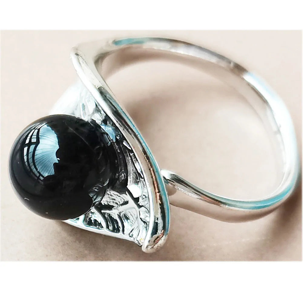 Jaspe Howlite Crystal Aventurine Tiger Eye Blue Sand Carnelian Malachite Lapis Lazuli Howlite Goldstone Leaf Bead Ring  PWB921