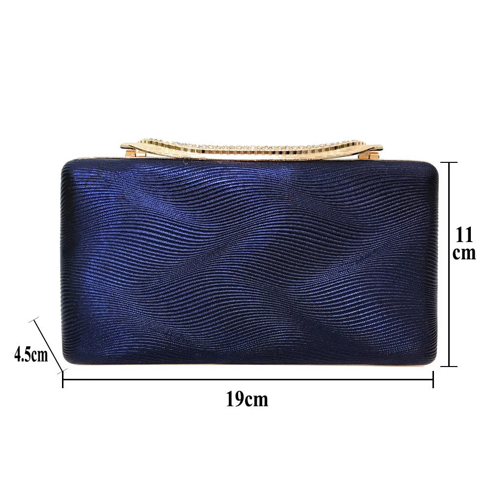 Women's Elegant Evening Clutch Bags Fashionable Mother of Bride/ Groom Green Purse Rhinestone Buckle Pleated Surface Square Bag