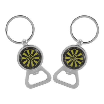 2Pcs Dartboard Bottle Opener Keychain Creative Sturdy Metal Portable Pocket Size Sports Theme Key Ring Backpack Charm for Men