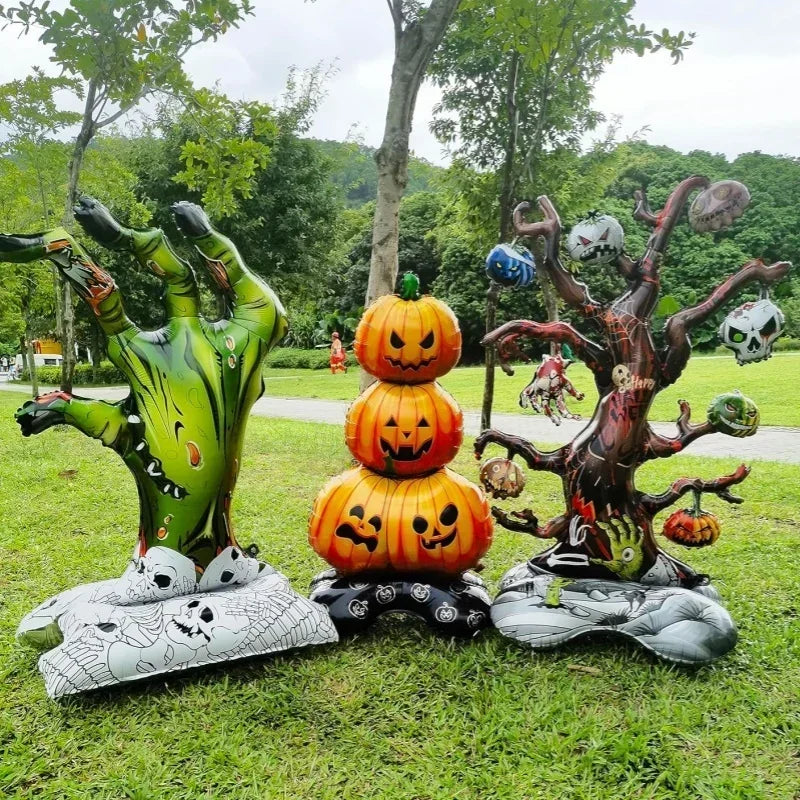 Halloween Decoration Balloon Pumpkin Pile Pumpkin Dead Tree Witch Scythe Grim Reaper Aluminum Balloon Halloween Party Decoration