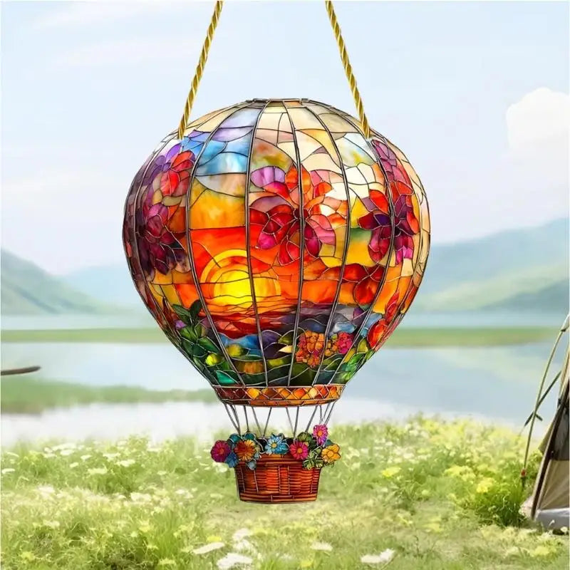 54HD Hot Air Balloon Sun Catcher Hot Air Balloon Window Hanging Acrylic Hot Air Balloon Window Decoration Indoor Window Decors