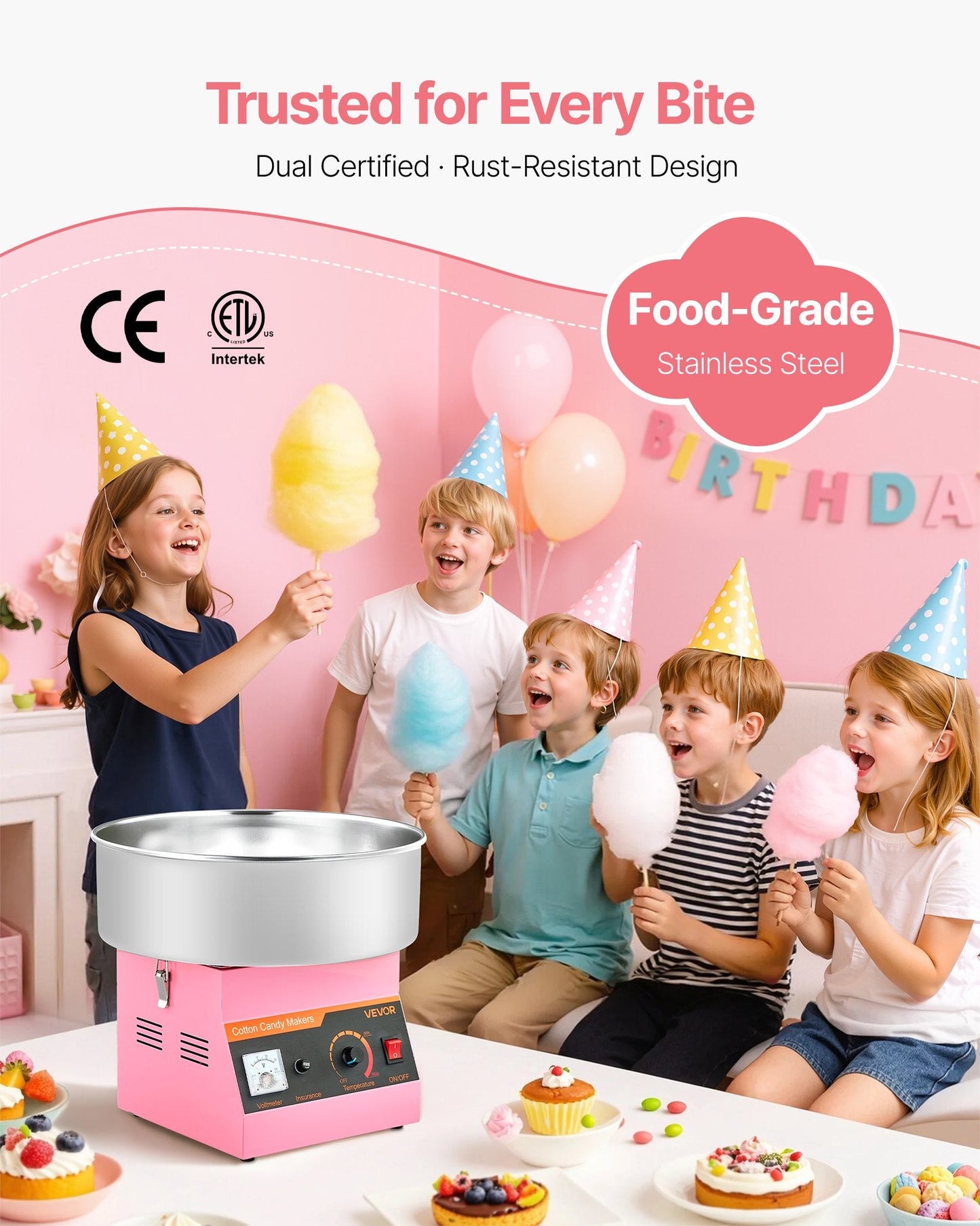 Commercial Cotton Candy Machine Electric Sugar Floss Maker Stainless