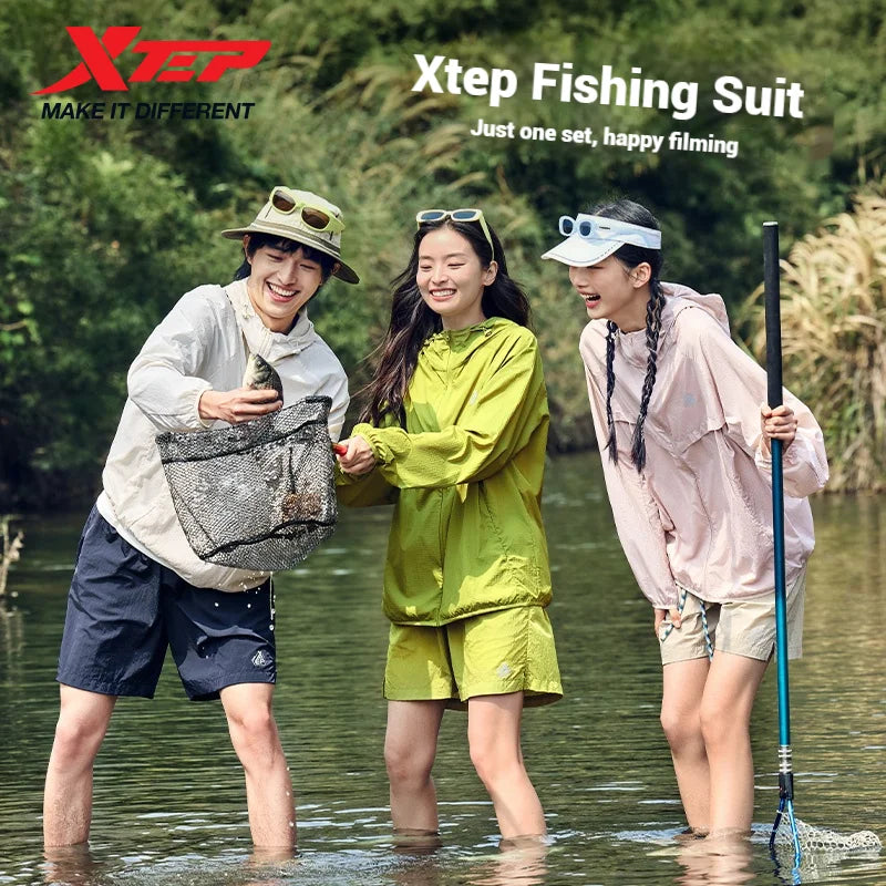Xtep Waterplaying Outfit Sunscreen Coat 2025 Spring Waterproof UV Protection Quick-dry Loose Cool Hood Pocket 875227140011