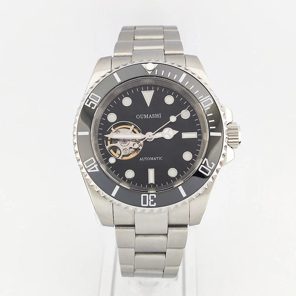 Men's Automatic Mechanical watch NH38 movement Hollow dial 316L stainless steel sapphire glass Diameter 39.5mm NH38 Diving watch