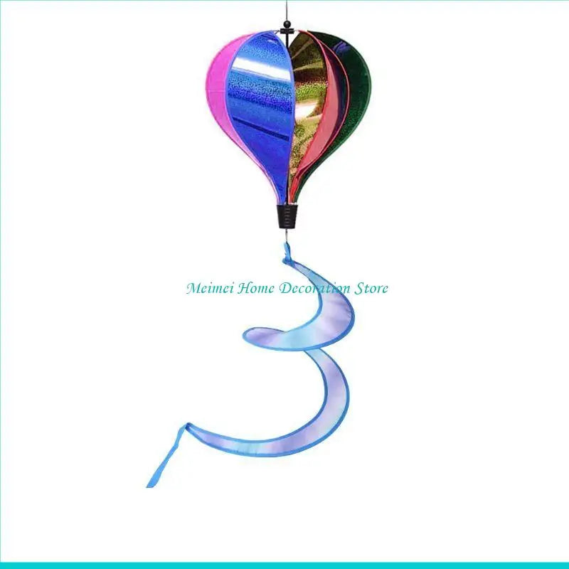 H7BF Rainbow Hot Balloon Sequins Windsock Striped Wind Spinner Outdoor Decor