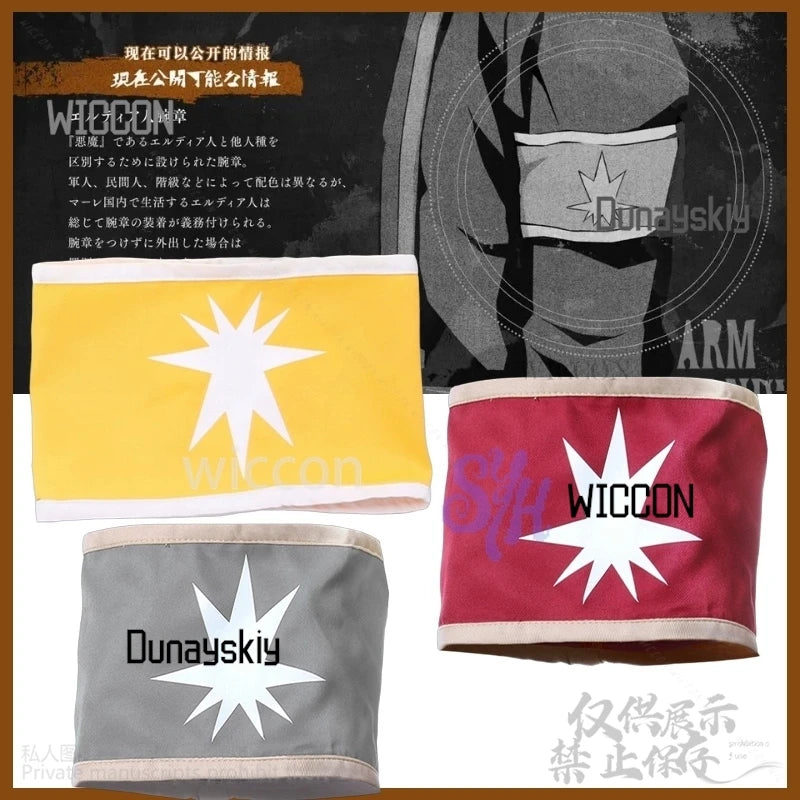 Hot Anime Ttackk Zekee Jaeger Cosplay Eldia Armband Yellow Red Gray Cos Props For Merch Halloween Christmas Party Customized
