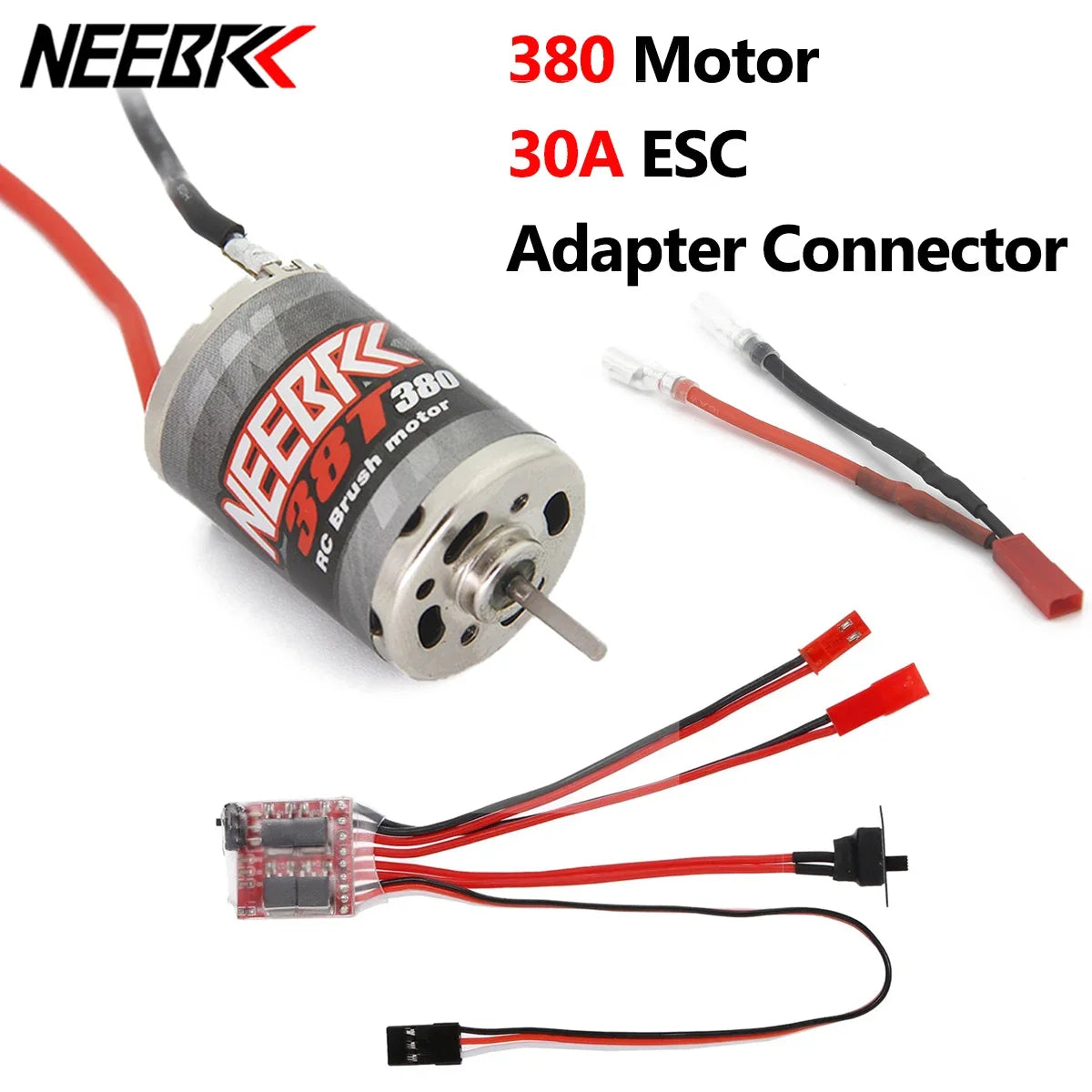 NEEBRC 370 380 390 Brushed Motor 30A ESC Brake Dual Way Adapter Connection Cable Combo for 1/16 1/18 1/24 RC Mini Car Boat Parts
