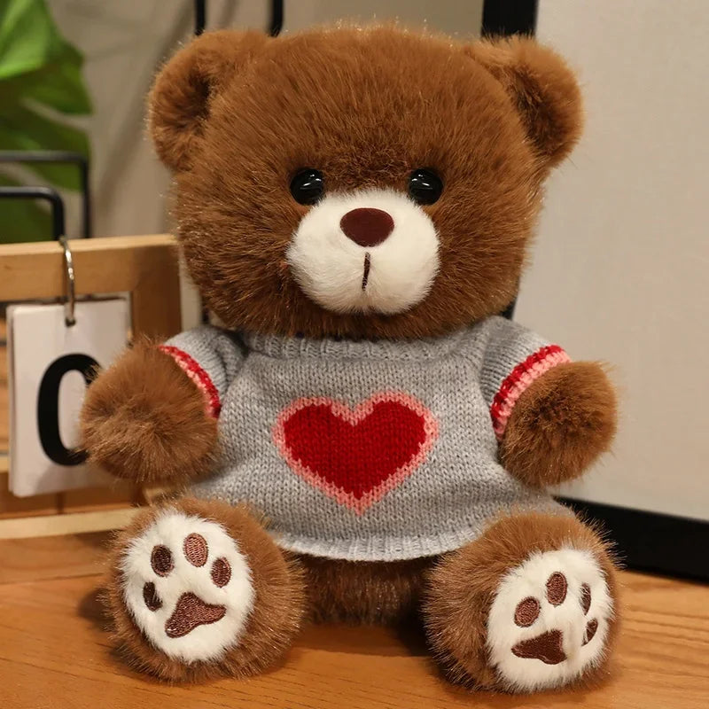 20cm Good Quality Heart Sweater Bear Plush Toys Boys Girls Lovely Cartoon Animals Stuffed Dolls  Christmas Birthday Present