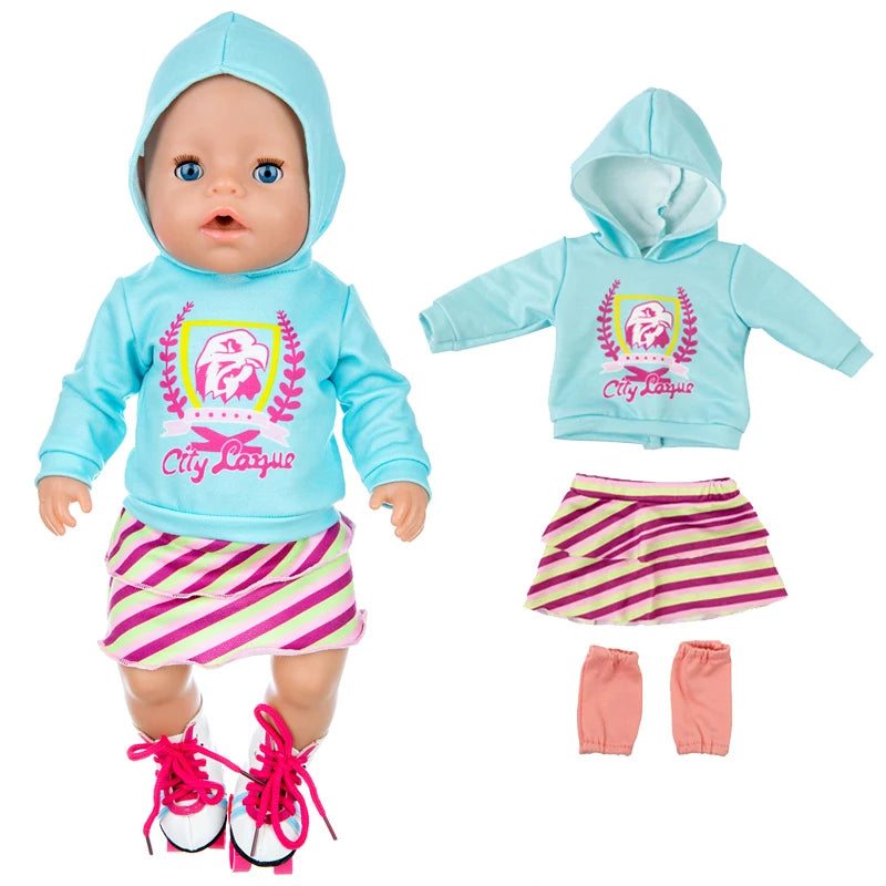 Baby New Born Doll Clothes Coat Hooded Sweater for 17 Inch Doll Jacket Toys Doll Wears