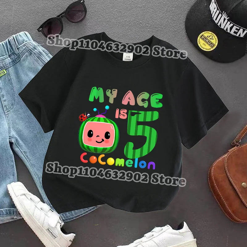 Cocomelons Kids T-shirts Boys Girls Baby Shower T-shirt Children Summer Cotton Clothes Cartoon Anime Pattern Tee Birthday Gifts