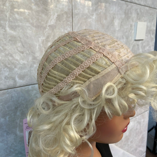 Fashiomag Short Fluffy Curly Hairstyle Blonde #613 Synthetic Hair Wigs Women Soft Natural Daily Use