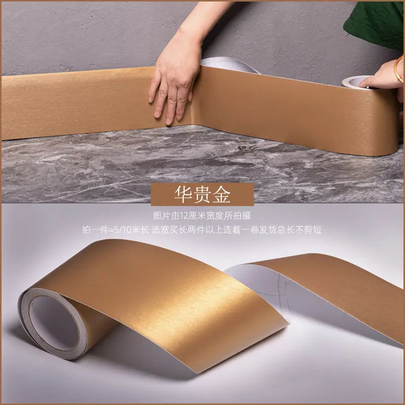 Thickened Brushed Imitation Metal Sticker Self-adhesive Skirting Line Wall Sticker Door Frame Renovation Decoration Self Pasting