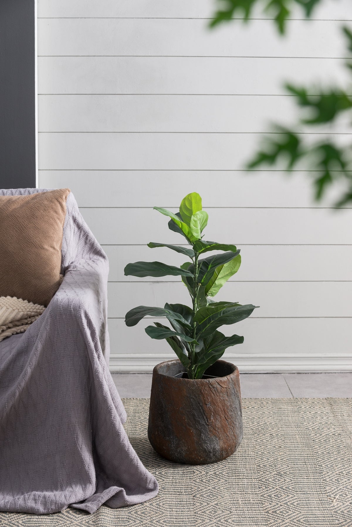Small Gray Cement Indoor & Outdoor Planter, 12.6 × 11.8 in