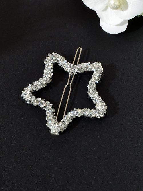 Sparkling Full Rhinestone Star Circular Hair Clip Elegant Hair