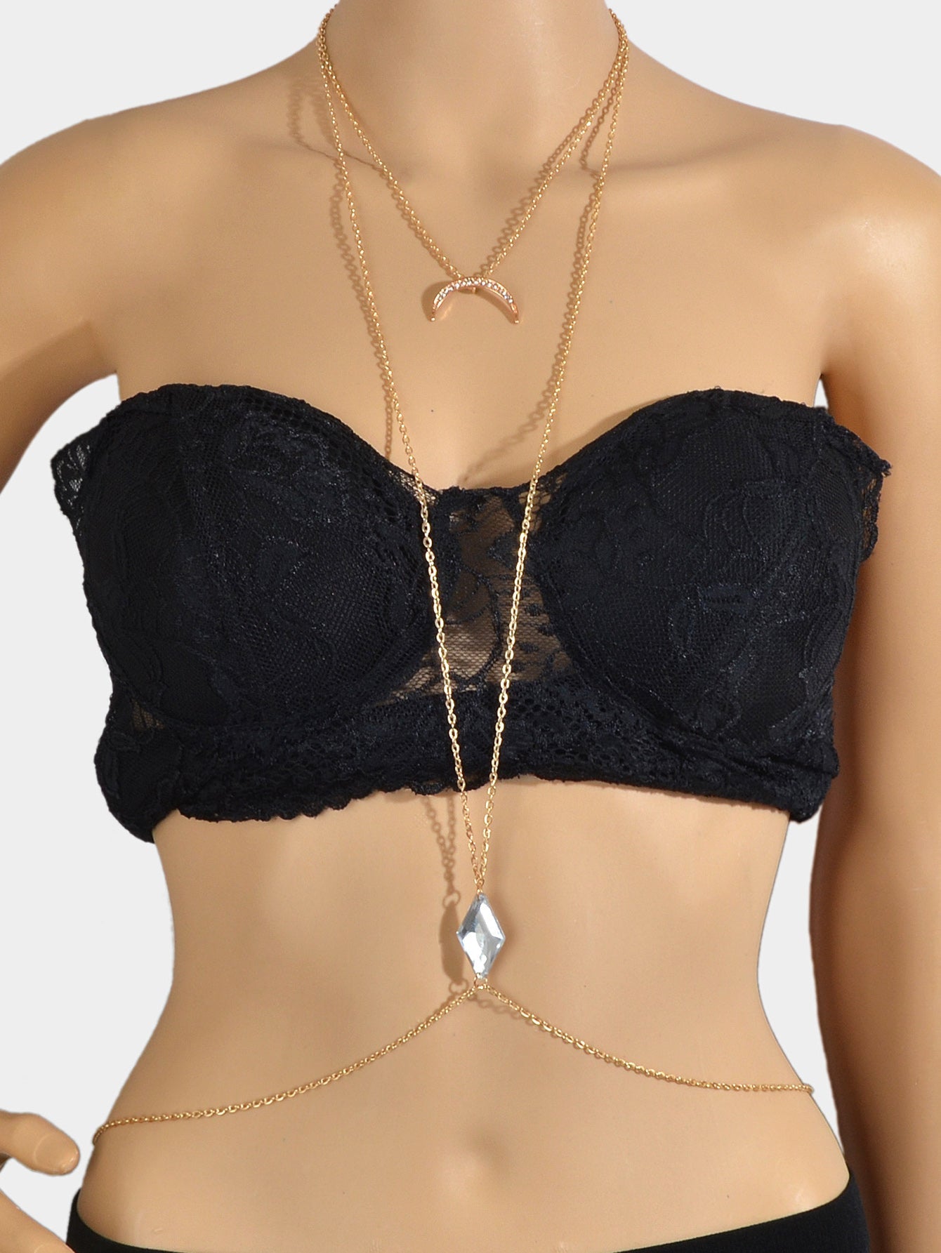 Glamorous Sexy Bikini Beach Body Chain Moon Chest Harness Belly Waist