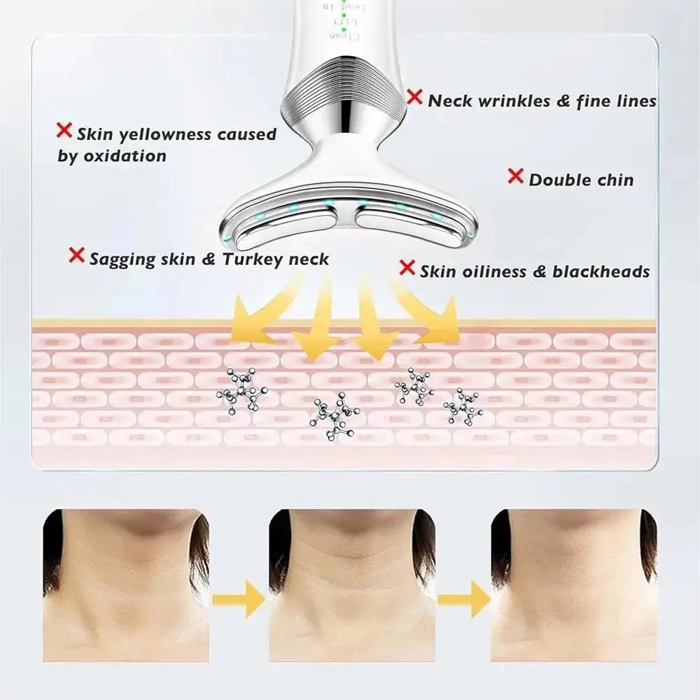 Microcurrent Neck Device Dual Use Face Massager - Anti-Aging Care for Nasolabial Lines & Neck Wrinkles Beauty Instrument