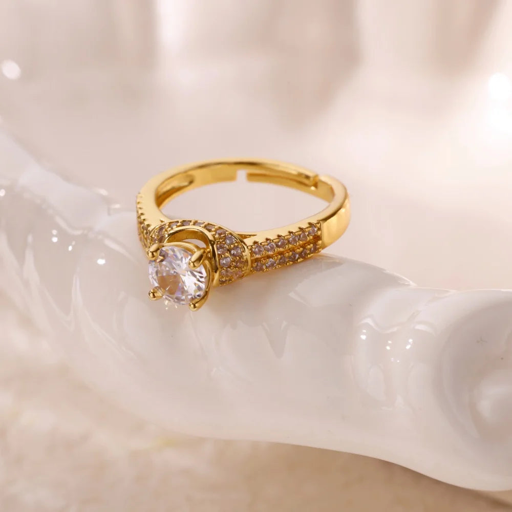 Shiny Zircon Stainless Steel Trendy Ring for Women Opening Adjustable Creative Finger Ring Waterproof Wedding Party Jewelry 2025