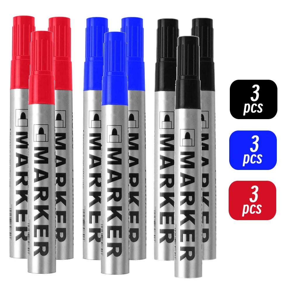 Permanent Paint Marker Pen Waterproof Black Pen for Tyre Oily Markers Quick Drying Signature Pen Stationery Supplies