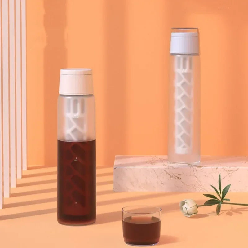 Coffee Cold Brew Pot Brewer Frosted Glass Coffee Cold Brew Pot Built-in Filter Filter Coffee Cold Brew Bottle with Brush