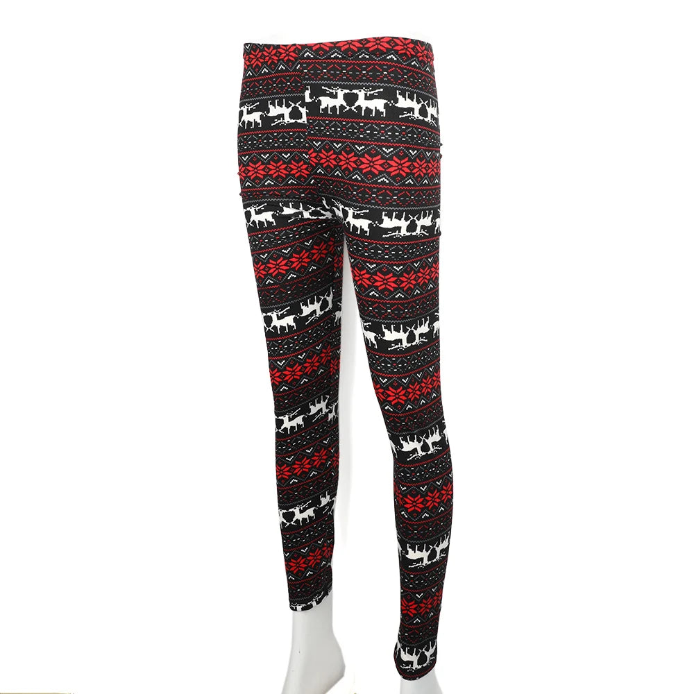 Christmas Women's Leggings Pants Snowflake Elk Printed High Waist Skinny Trouser Fitness Stretch Pants Christmas Party Clothes