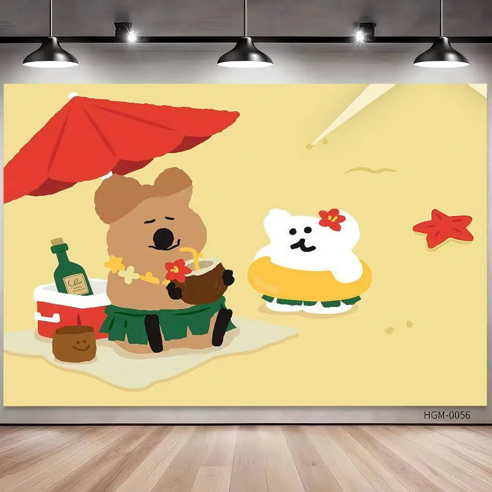 Cute Dinotaeng Bear Photography Backgrounds For Kids Birthday Party Children Portrait Photo Backdrops