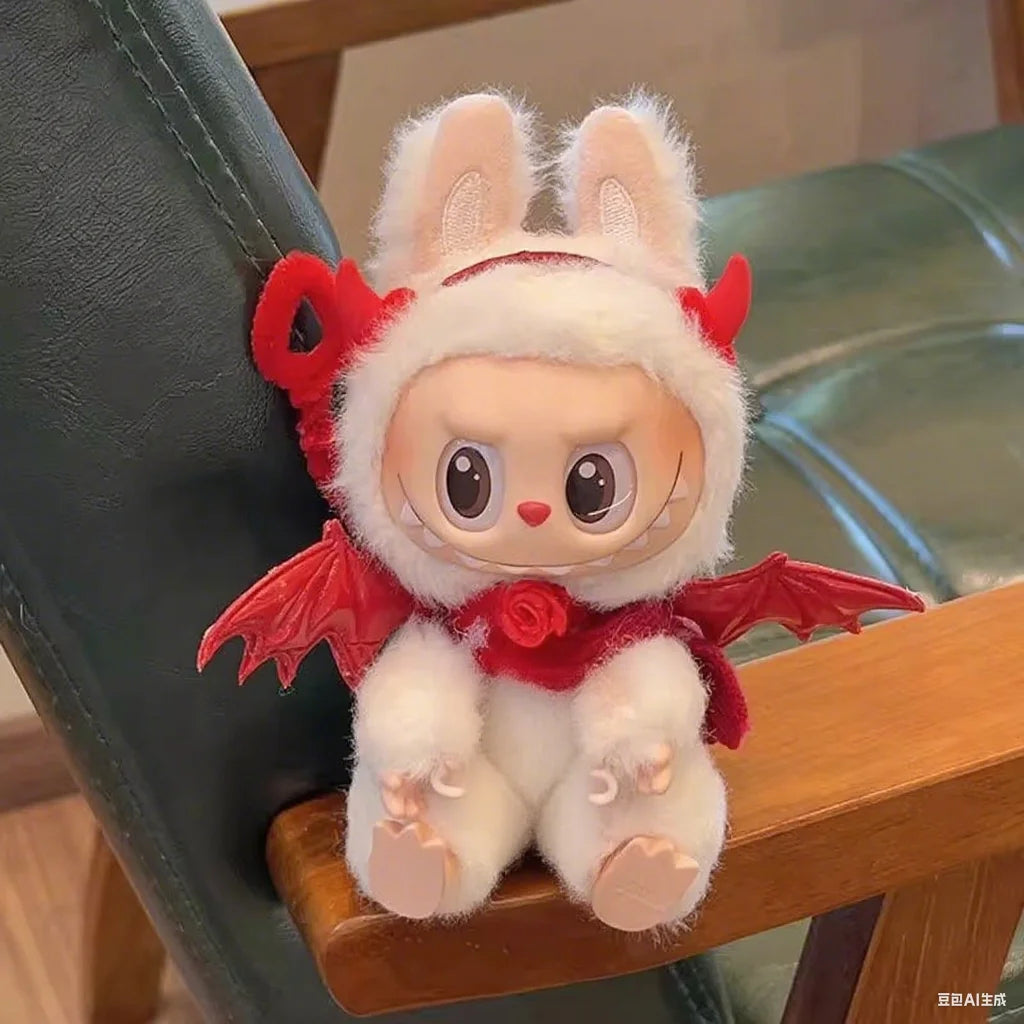 Clothes For Labubu 15 Cm 17 Cm Dolls 1st To 3rd Generation Red Little Devil Wings With Hair Accessories Horns