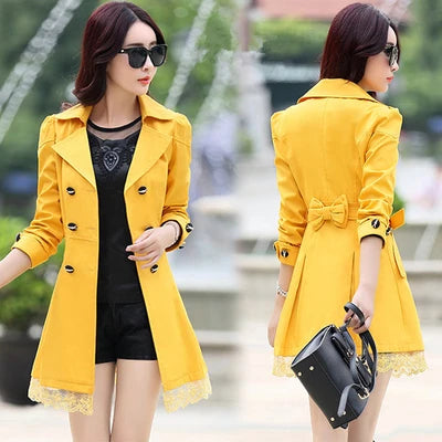 Fashionable Polo Collar Trench Coat for Women 30 40 50 Years Old Mothers Spring Autumn Mid Length Youthful Jacket
