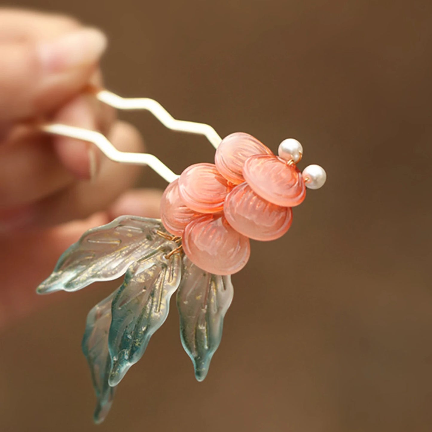 U Shaped Hair Sticks Forks New Chinese Style Flower Leaf Hairpins Side Clips Pearls Tassel Decor Women Chignon Hair Jewelry