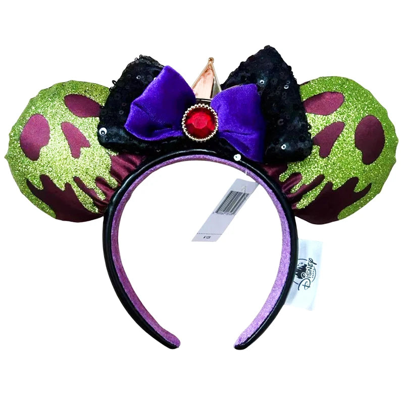Disney Princess Mickey Mouse Headband Mickey Ear Rapunzel Snow White Sequin Bow Hair Hoop Gift Girl Accessories Christmas Gift