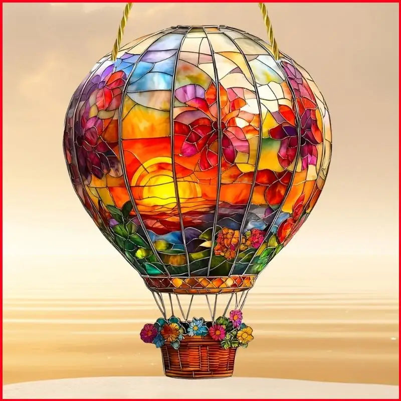 K92A Hot Air Balloon Sun Catcher Acrylic Balloon Stained Window Sun Catcher Rainbow