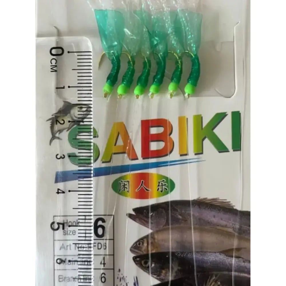 Fishing Lures Rubber Green Rubber Lures Golden Hook Sabiki Sea Fishing Rigs Lures Green Golden Tied Hooks Sea Fishing