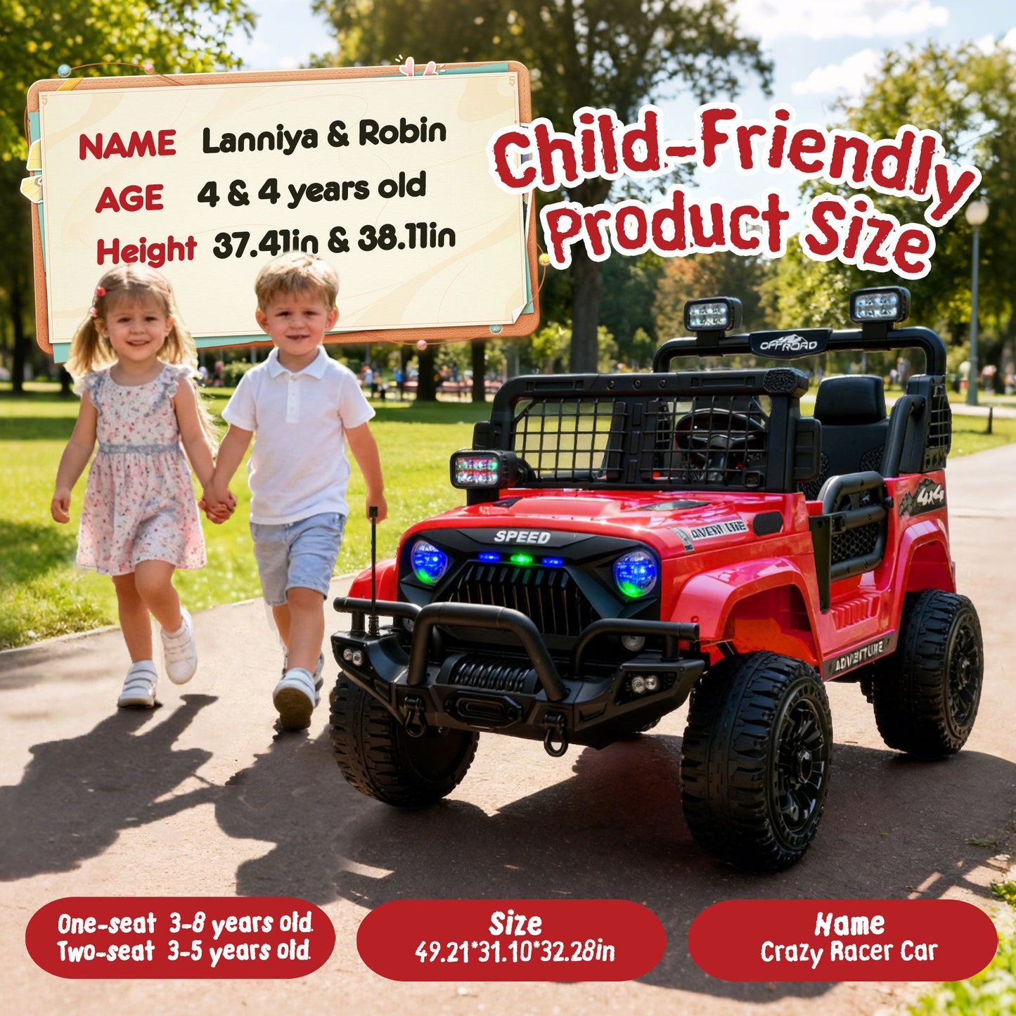 24V Two-seater Kids Ride On Electric Truck Car W Parents