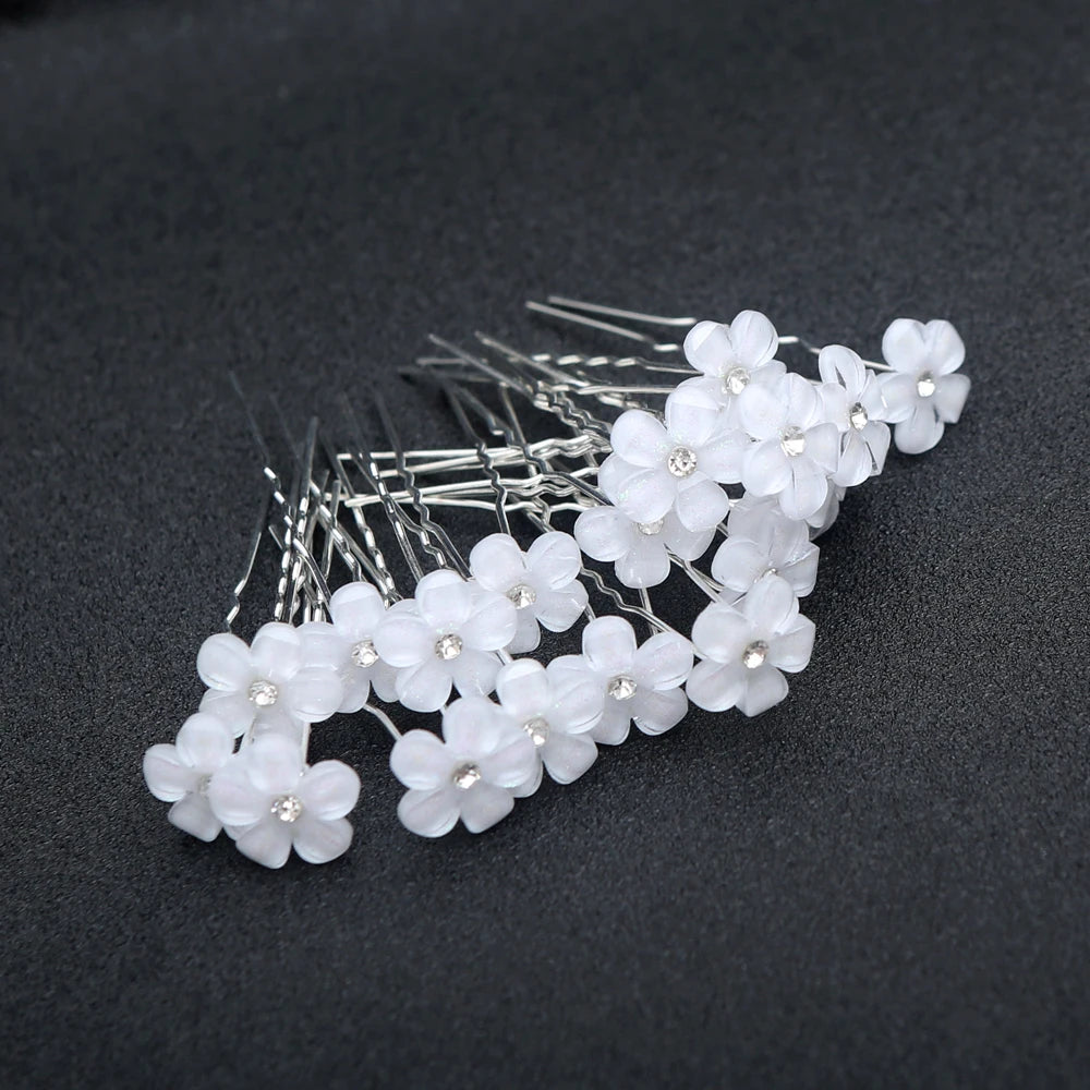 20pcs Elegant Bridal Pearl Hair Sticks with Crystal Floral Accents Wedding Hair Clips for Brides Bridesmaids Hair Sticks