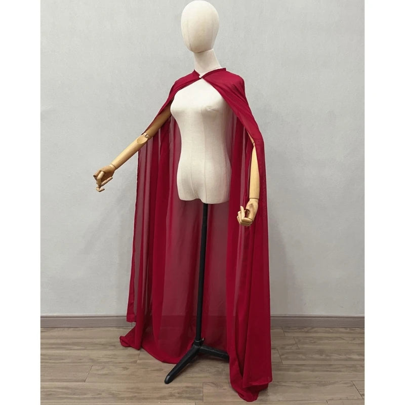 E15F Bridal Wraps Cathedral Length Wedding Cloak Halloween Cosplay Costume for Anime Show Bridal Wedding Capes Shawl