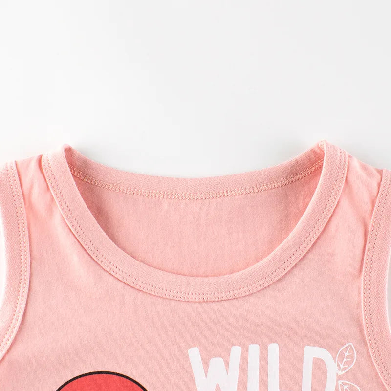 2023 Summe Children Vests for Girls Clothing 100% Cotton Dinosaur Cartoon Kids Boys Sport Causal Tank Tops Baby Cute Clothes