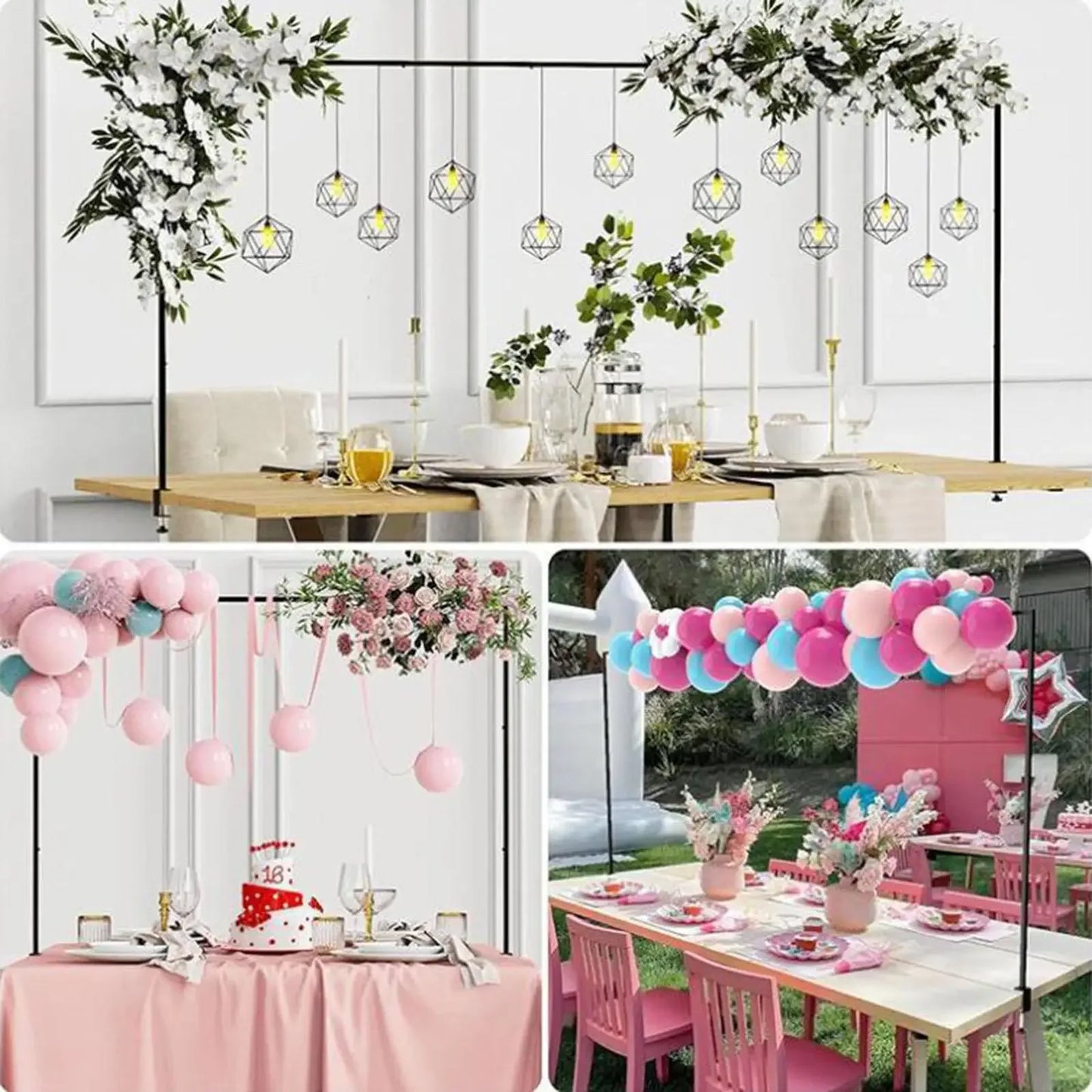 over The Table Rod Stand with Clamps Adjustable Backdrop Stand Balloon Flower Arch Stand for Holiday Wedding Party Decoration
