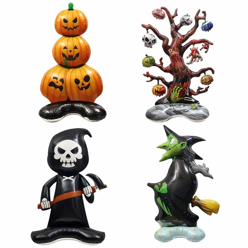 Halloween Decoration Balloon Pumpkin Pile Pumpkin Dead Tree Witch Scythe Grim Reaper Aluminum Balloon Halloween Party Decoration