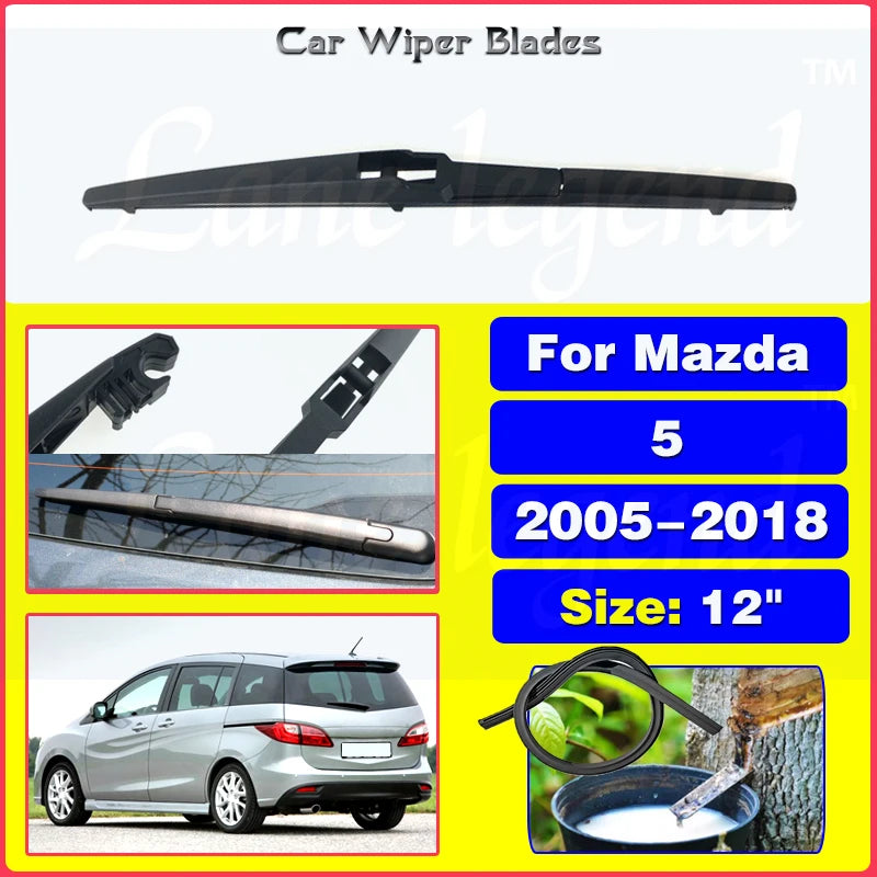 For Mazda 5 Mazda5 2005 - 2018 Car Rear Wiper Blades Windscreen Wipers Auto Windshield Clean Window Rain Brush 12"