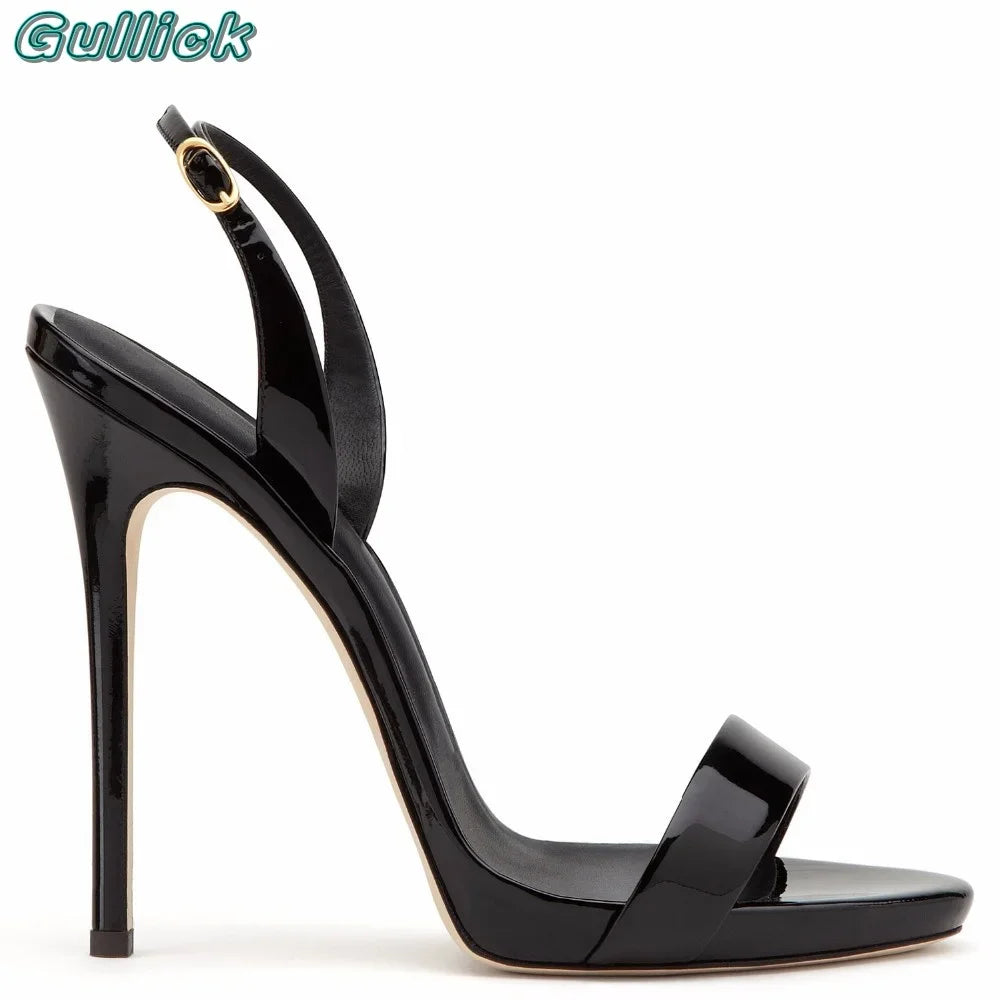 Slingback Rose Gold Sandals Open Toe Stiletto High Heel Buckle Strap One Strap Summer Shallow Sexy Women Dress Party Shoes