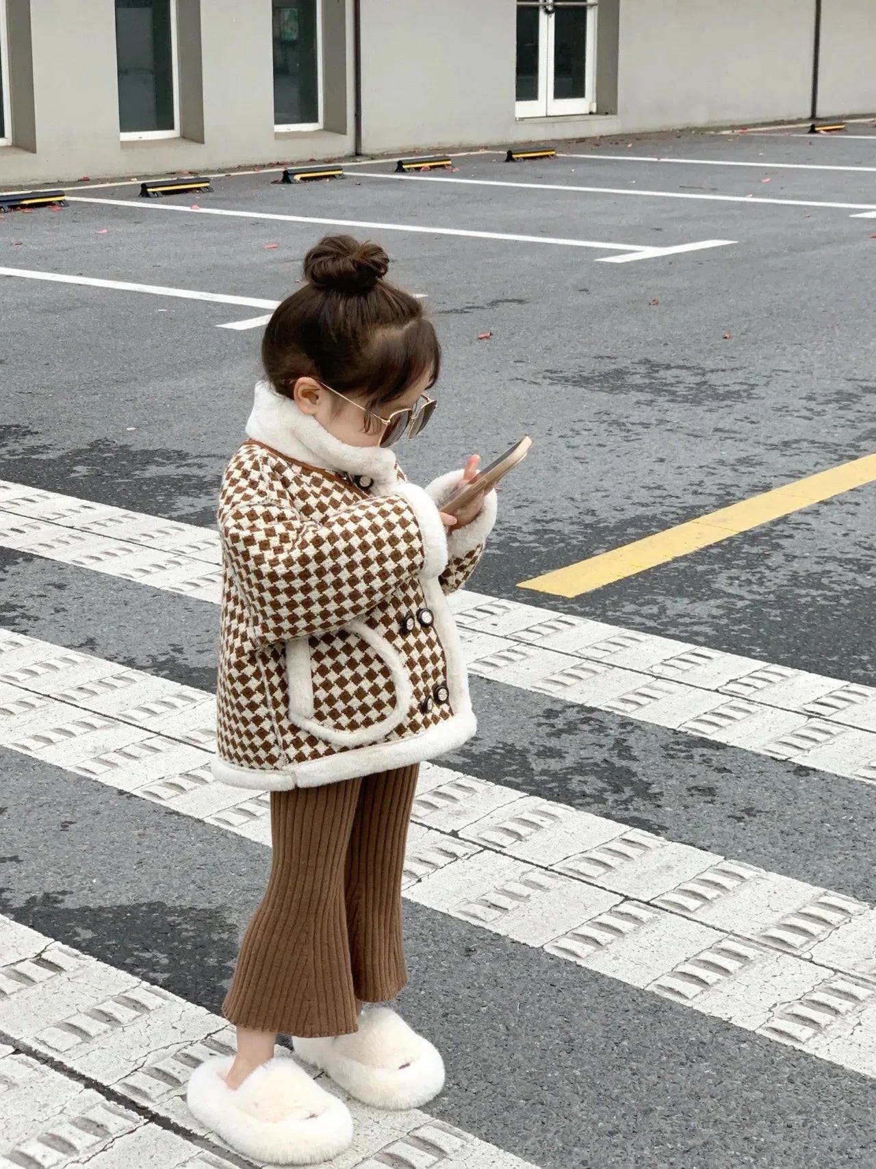 Plaid Fashion Girls Fleece Jacket Thermal Toddler Kids Coat Warm Children's Winter Clothes