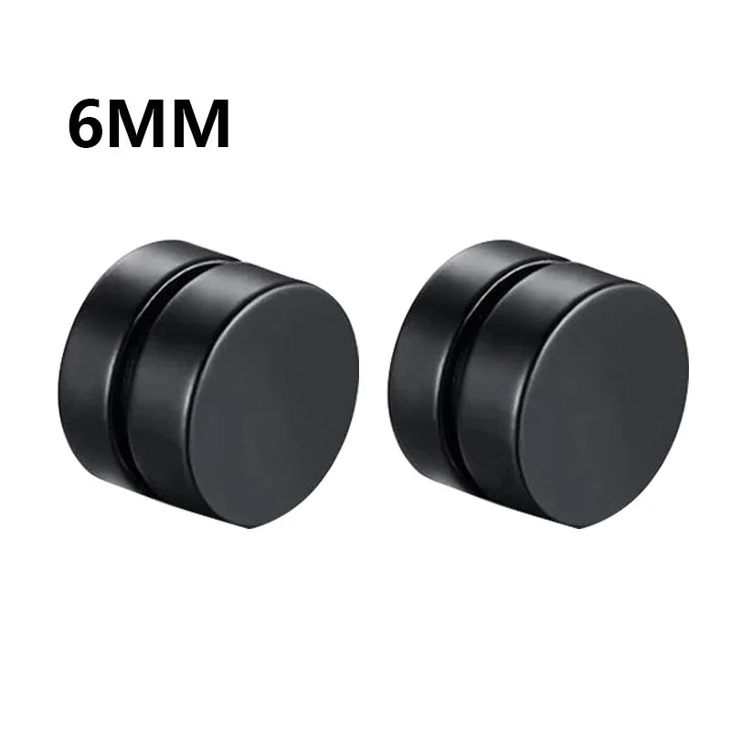 6 Pcset Crystal Strong Magnetic Ear Stud Clip Earrings for Men and Women Punk Round Zircon Magnet Earrings Non Piercing Jewelry