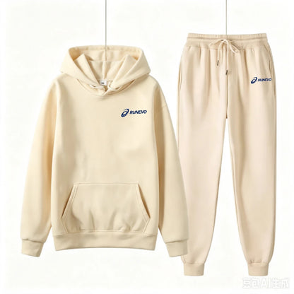 Women's Fashion Printed Autumn and Winter 2-Piece Sportswear Hooded Pullover Pants Sports Suit