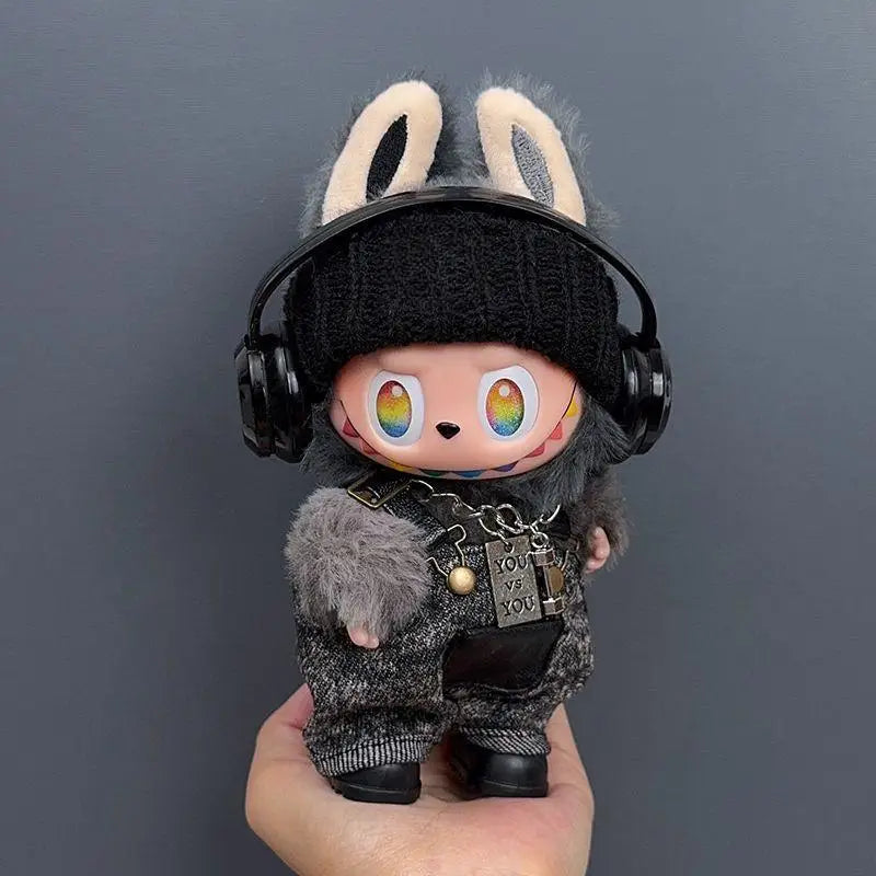 For  labubu Big Into Energy Series baby black suit clothes wild T-shirt shorts tide cool