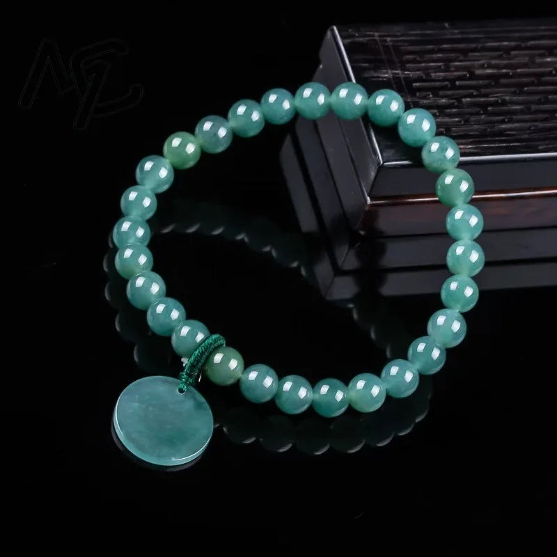 Natural Jadeite Blue Water Nothing Plaque Beads Hand Knitting Bracelet Luxury Jewelry Fashion Jewelry Charms Gift Certificate