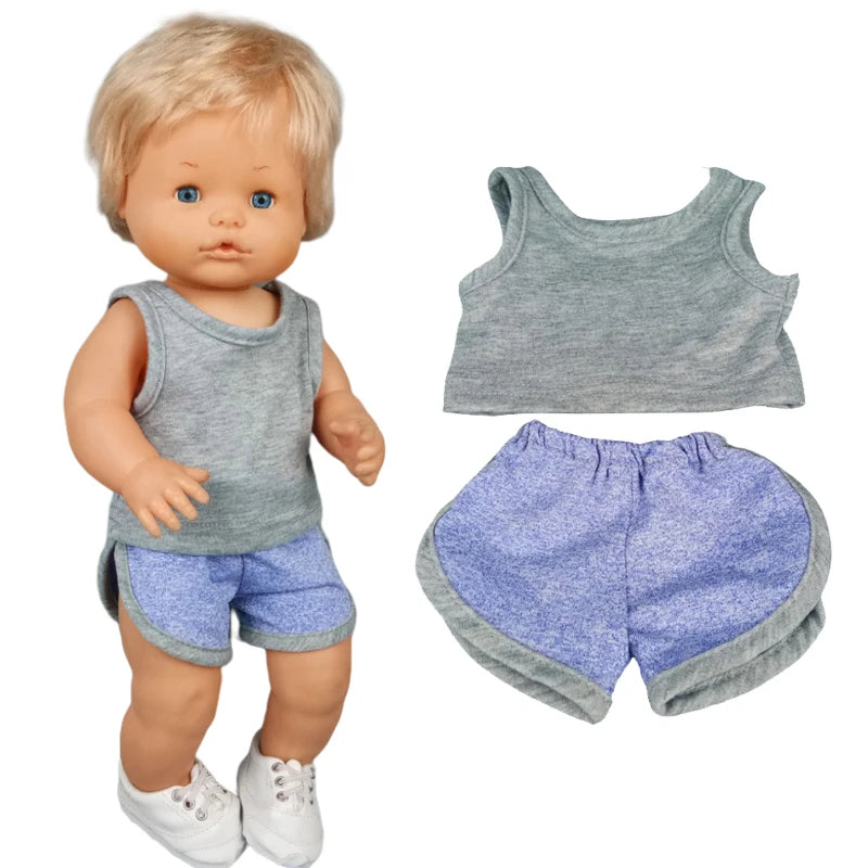 40cm Baby Doll Boy Clothes Grey Rompers Sock Hat For 38 Cm Nenuco Doll Clothing Ropa Y Su Hermanita Toys Wears